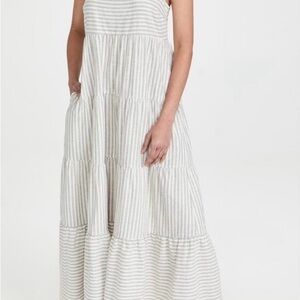 Madewell Gray Striped Maxi Dress